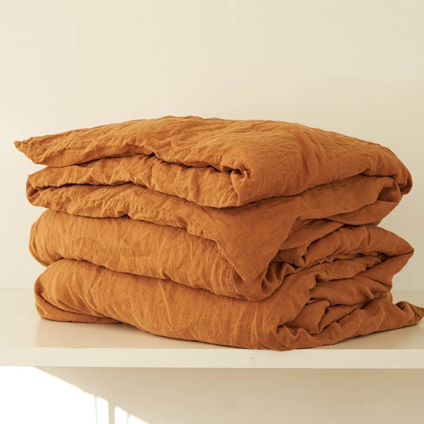 Honey Mustard linen duvet cover 1