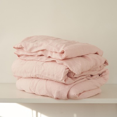 Linen duvet cover in blush