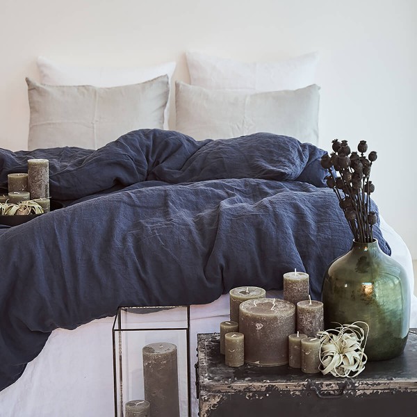 Linen duvet cover in charcoal 6