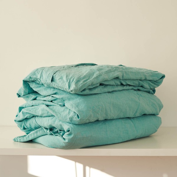 Linen duvet cover in blue turquoise 1