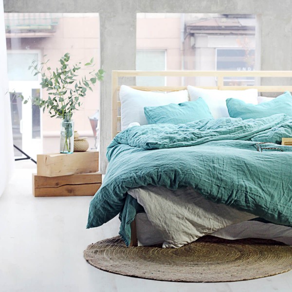 Linen duvet cover in blue turquoise 2