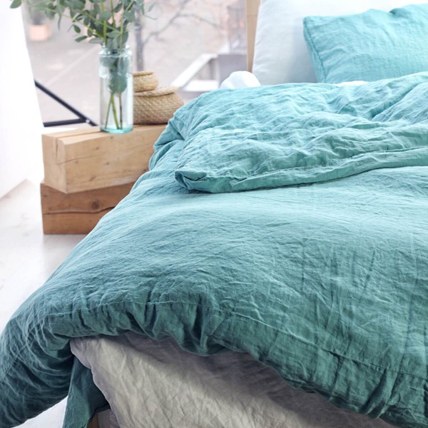 Linen duvet cover in blue turquoise 4