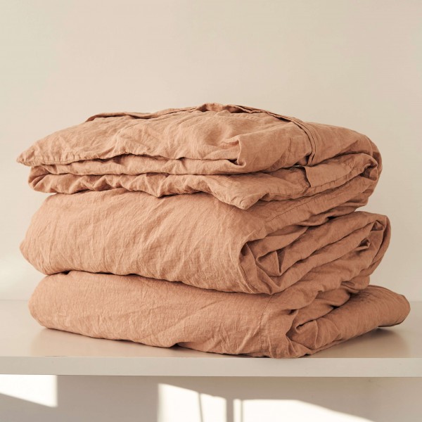 Linen duvet cover in hazelnut 1