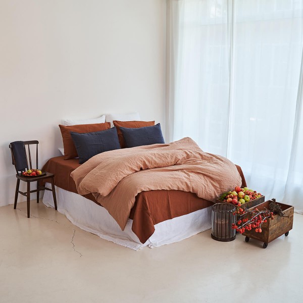 Linen duvet cover in hazelnut 7