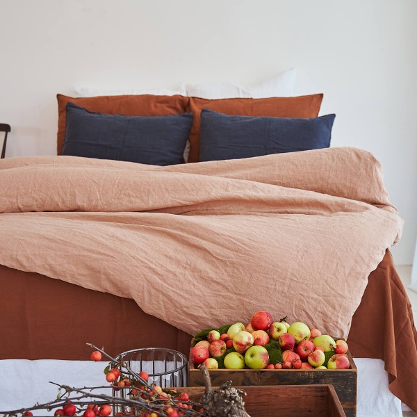 Linen duvet cover in hazelnut 4