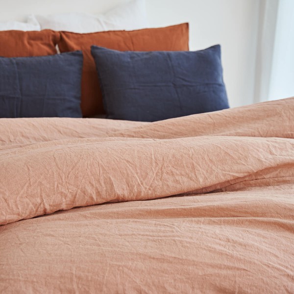 Linen duvet cover in hazelnut 8