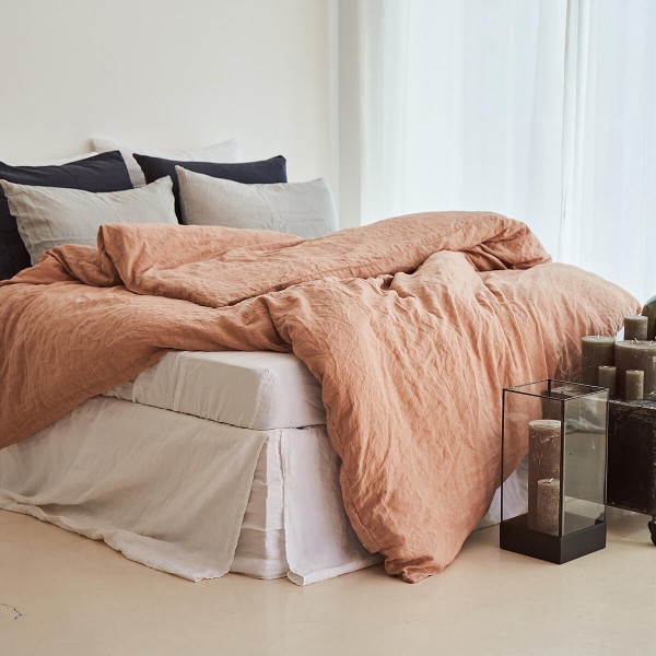 Linen duvet cover in hazelnut 2