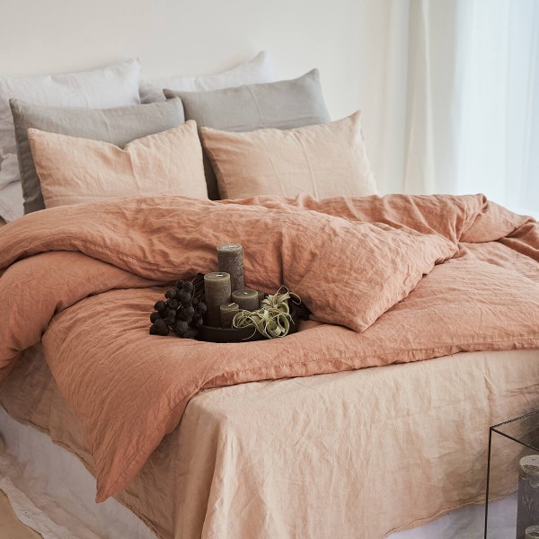 Linen duvet cover in hazelnut 5