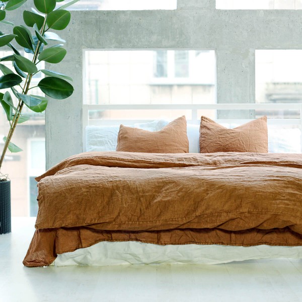 Linen duvet cover in hazelnut 10