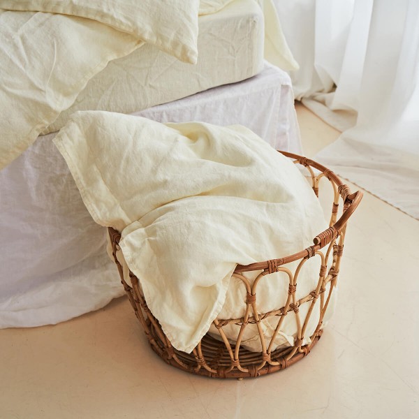 Flange linen pillow covers set in cream 2