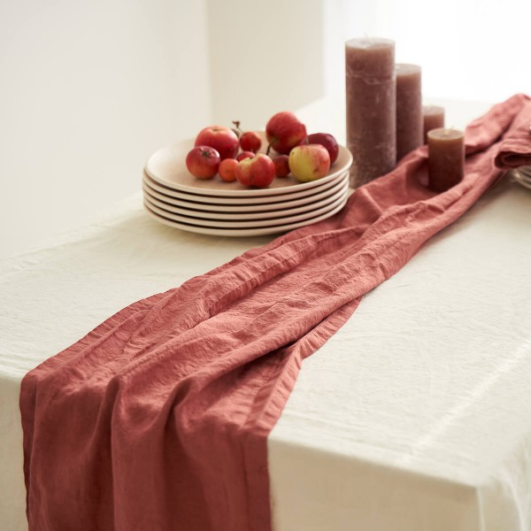 Linen table runner in canyon clay 3