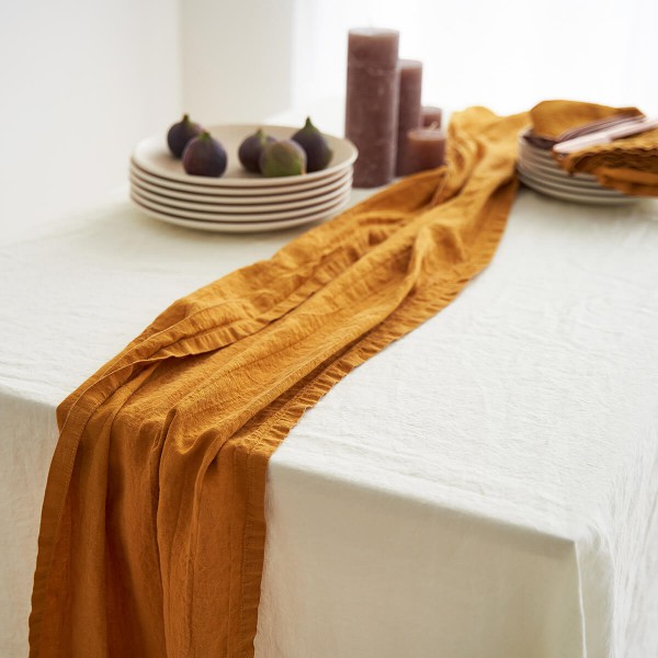 Linen table runner in canyon clay 4