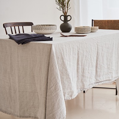 Linen tablecloth in light gray