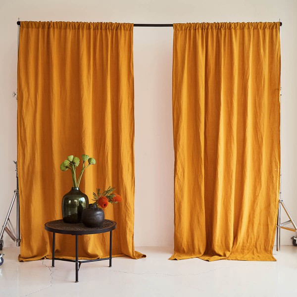 Linen rod pocket curtain panel 1