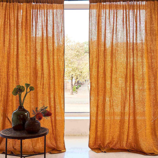 Linen rod pocket curtain panel 5