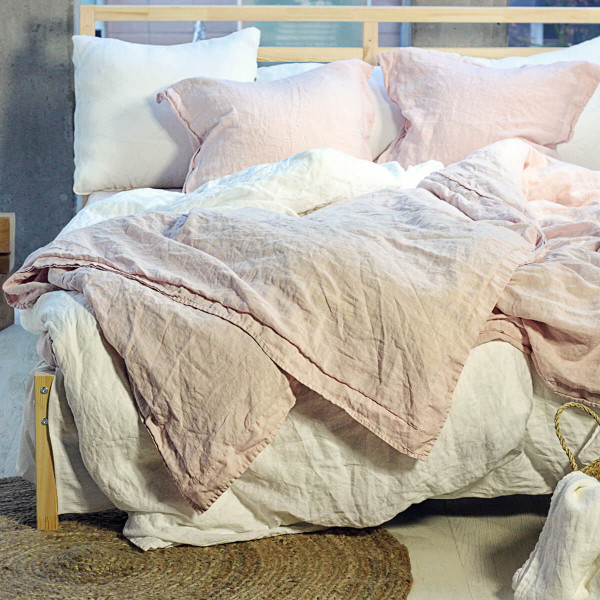 3 piece linen duvet cover set in blush 5