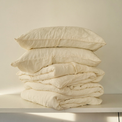 3 piece cream linen duvet cover set