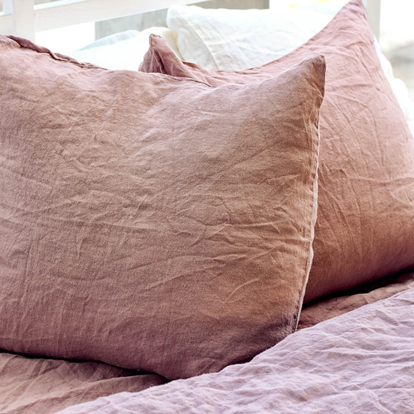 3 piece linen duvet cover set in mauve 6