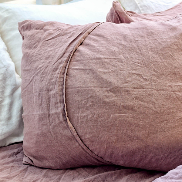 3 piece linen duvet cover set in mauve 7