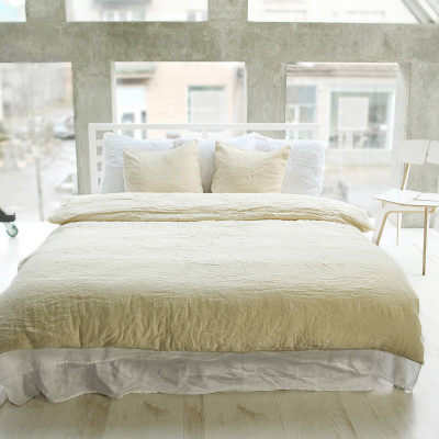 3 piece linen duvet cover set in sand