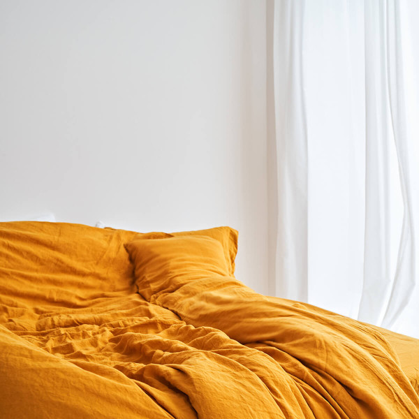 3 piece saffron linen duvet set 4