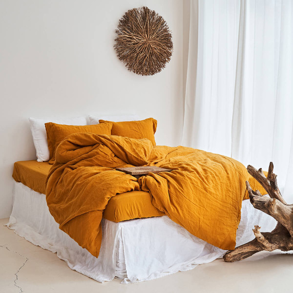 3 piece saffron linen duvet set 3