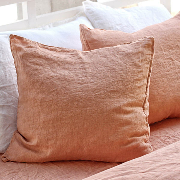 3 piece linen duvet cover set in peach pie 6