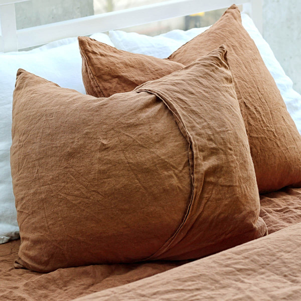 4 piece linen duvet set in tobacco 6