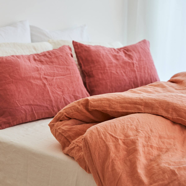 Linen duvet cover in Peach Pie 9