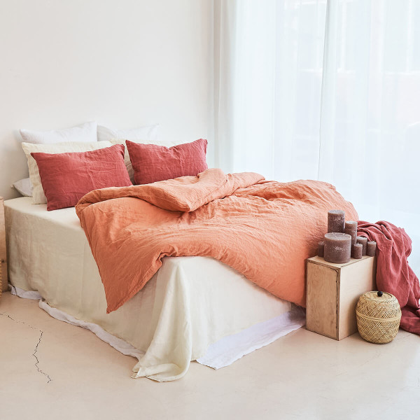 Linen duvet cover in Peach Pie 2