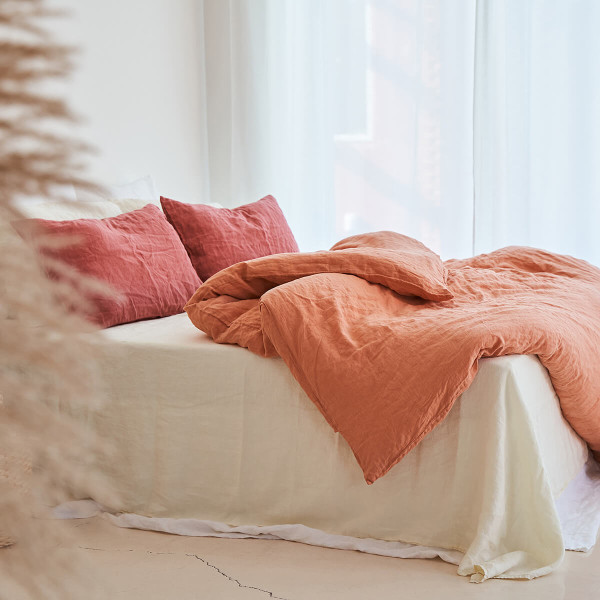 Linen duvet cover in Peach Pie 8