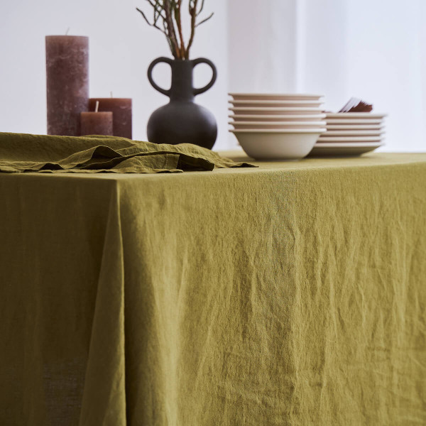 Linen tablecloth in moss 5