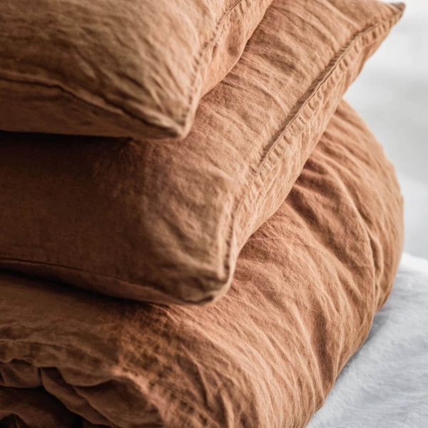 4 piece linen bedding set in tobacco 8