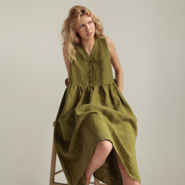 Linen sleeveless summer dress ONYI 3