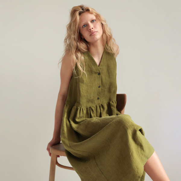 Linen sleeveless summer dress ONYI 5